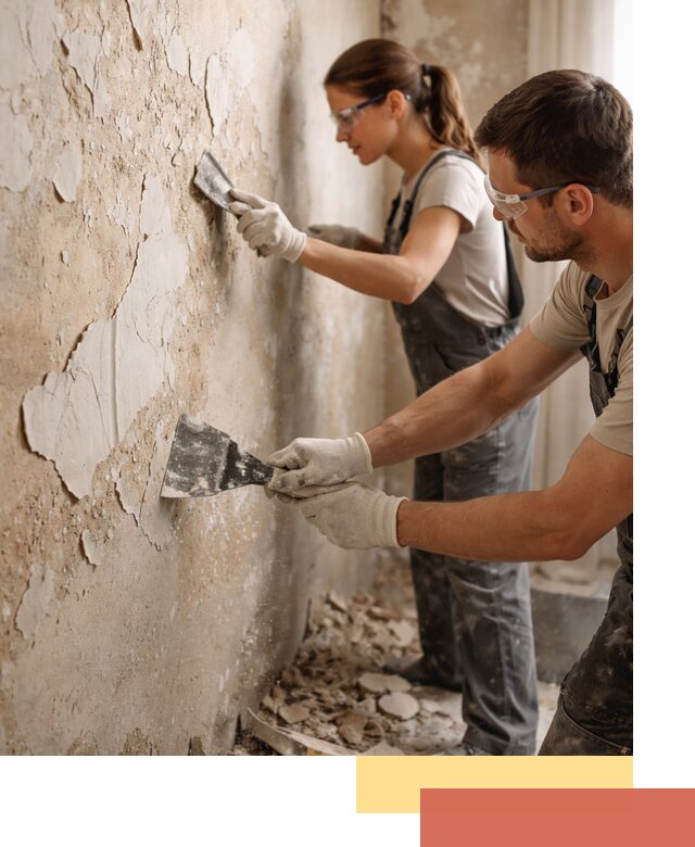 Снятие старой шпаклевки и подготовка поверхностей в Киселевске