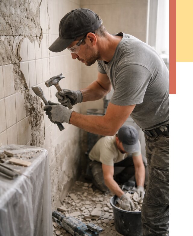 Демонтаж плитки со стен в Киселевске от 874 руб. — быстро и недорого | ОТДЕЛОЧНИК-Кис