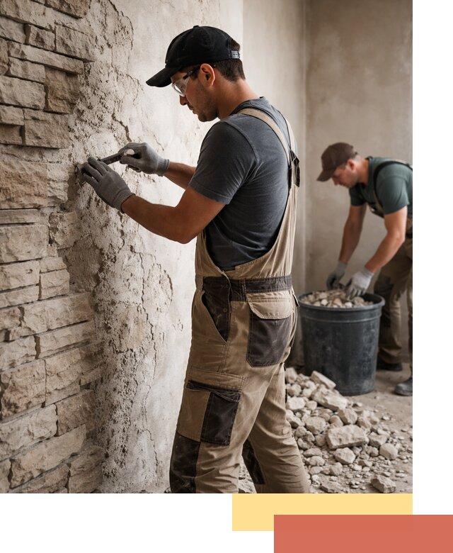 Демонтаж декоративного камня в Киселевске профессионально и безопасно