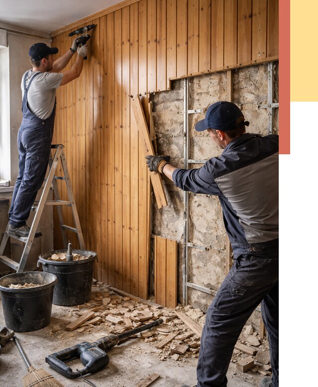 Демонтаж вагонки со стен в Киселевске от 1491 руб. — снятие, удаление, срочно | ОТДЕЛОЧНИК-Кис