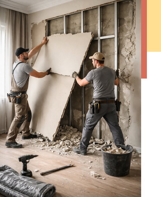 Демонтаж гипсокартона со стен в Киселевске от 360 руб. — услуги демонтажа | ОТДЕЛОЧНИК-Кис