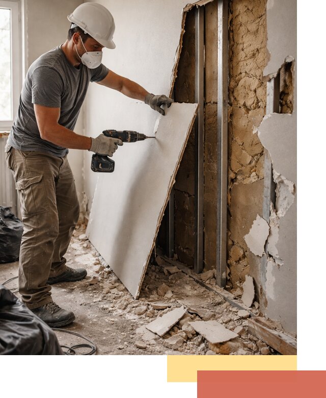 Демонтаж гипсокартона со стен в Киселевске качественно и быстро