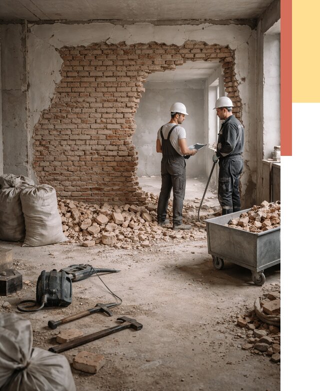 Демонтаж кирпичных стен в Киселевске от 4318 руб. — быстро, недорого, под ключ | ОТДЕЛОЧНИК-Кис