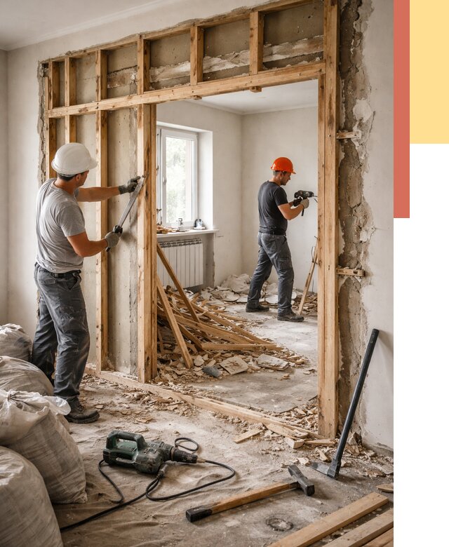 Демонтаж деревянных перегородок в Киселевске от 3290 руб. — быстро и недорого | ОТДЕЛОЧНИК-Кис