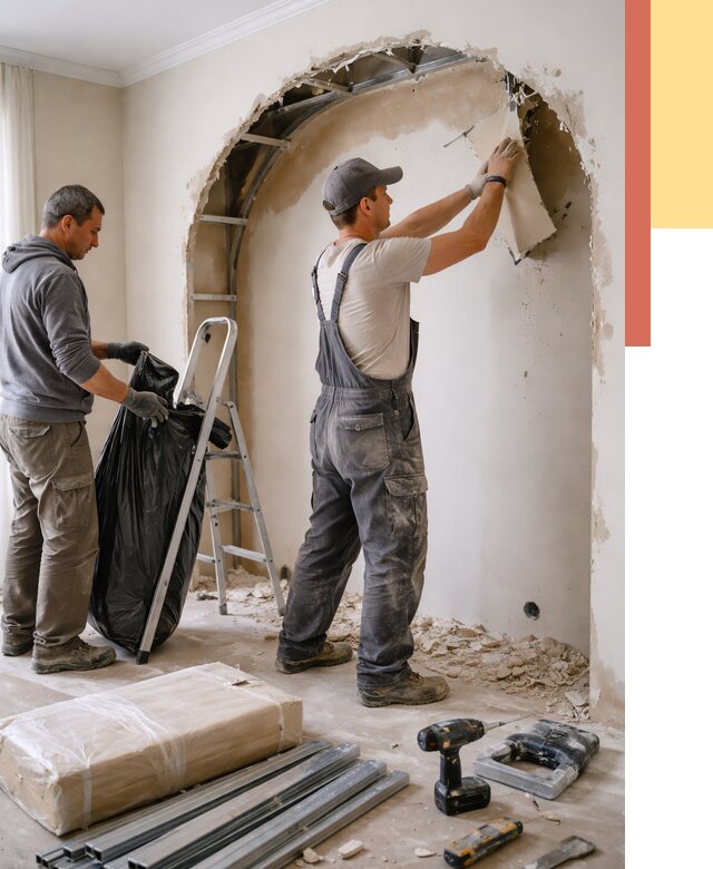 Демонтаж арки из гипсокартона в Киселевске от 3598 руб. — услуги под ключ | ОТДЕЛОЧНИК-Кис