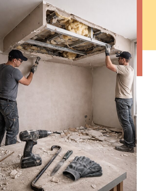 Демонтаж короба из гипсокартона в Киселевске от 1563 руб. — быстро и недорого | ОТДЕЛОЧНИК-Кис