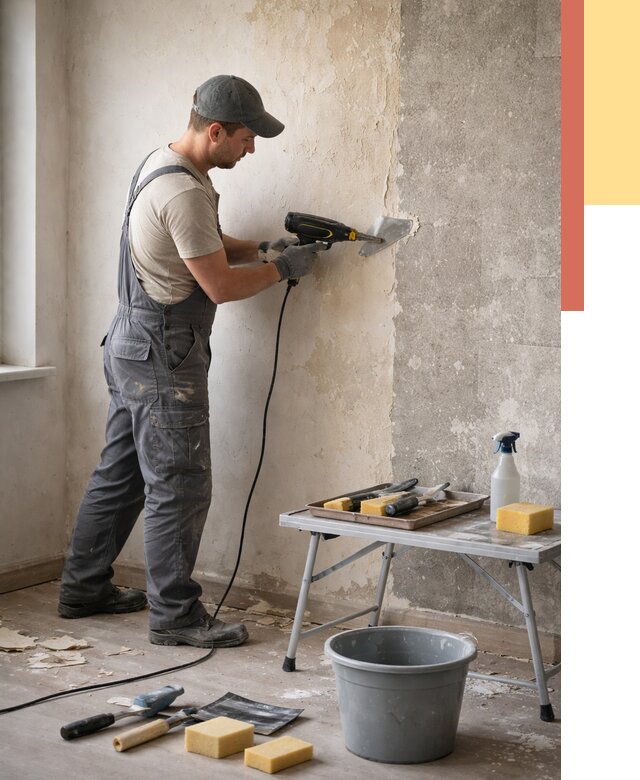 Очистка стен от клея в Киселевске от 1902 руб. — снятие и удаление клея со стен | ОТДЕЛОЧНИК-Кис