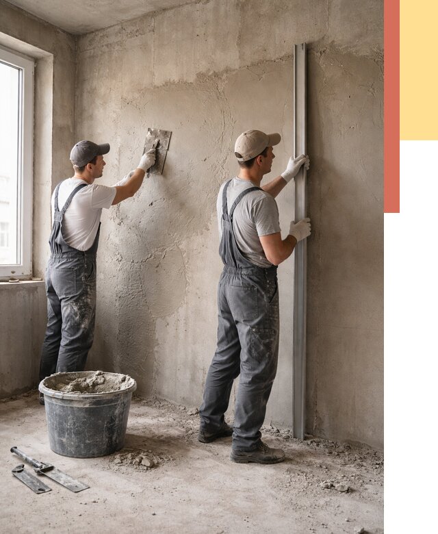 Штукатурка бетонных стен в Киселевске от 4626 руб/м² — качественно и быстро | ОТДЕЛОЧНИК-Кис