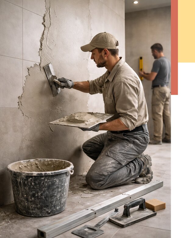 Штукатурка стен в ванной в Киселевске от 4626 руб./м² — выравнивание под ключ | ОТДЕЛОЧНИК-Кис