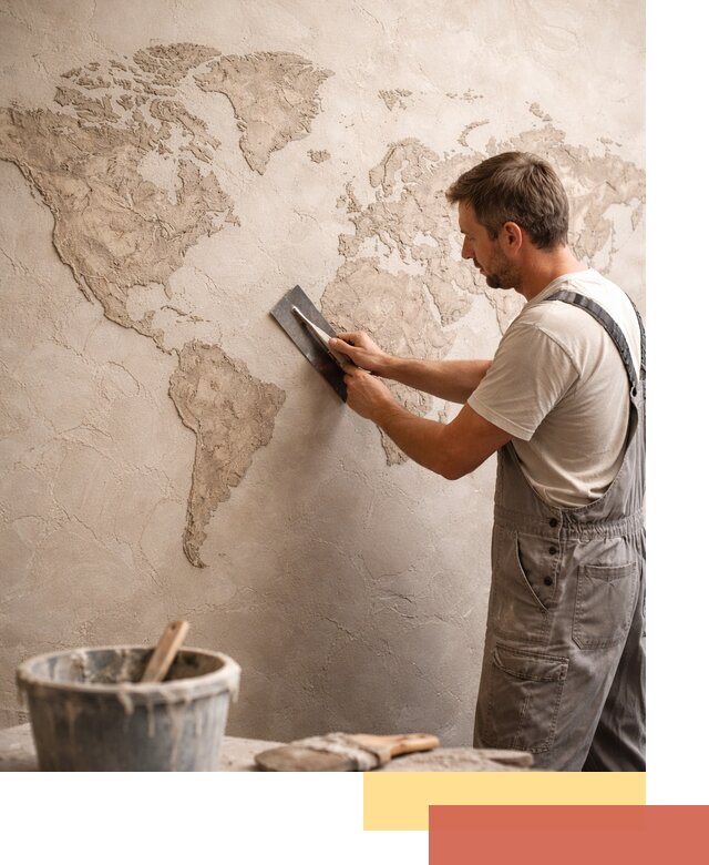 Декоративная штукатурка «Карта мира» под ключ в Киселевске