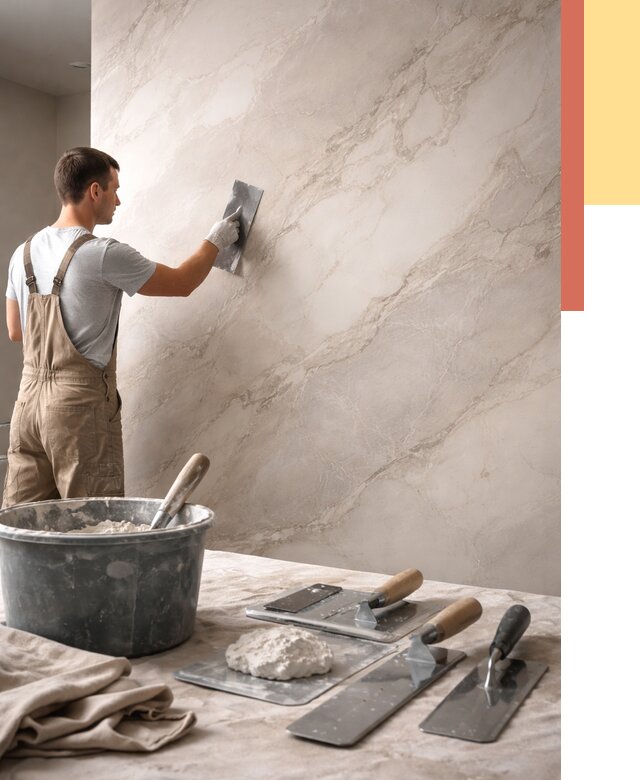 Декоративная штукатурка под мрамор в Киселевске от 2879 руб./м² — быстро и недорого | ОТДЕЛОЧНИК-Кис