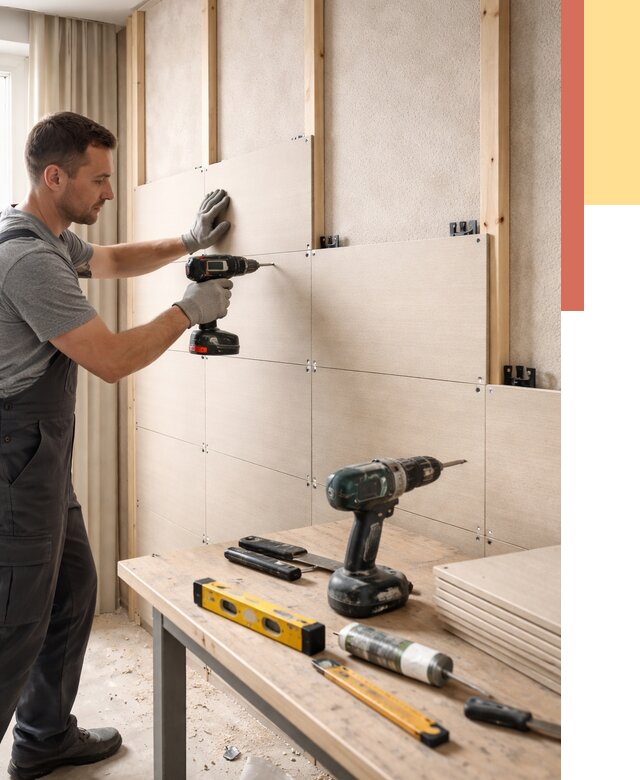 Монтаж МДФ панелей на стены в Киселевске от 1285 руб. под ключ | ОТДЕЛОЧНИК-Кис