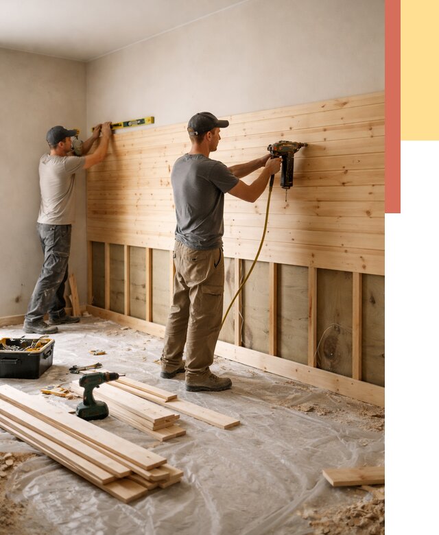 Монтаж деревянной вагонки на стены в Киселевске от 7711 руб. | Услуги монтажа вагонки | ОТДЕЛОЧНИК-Кис