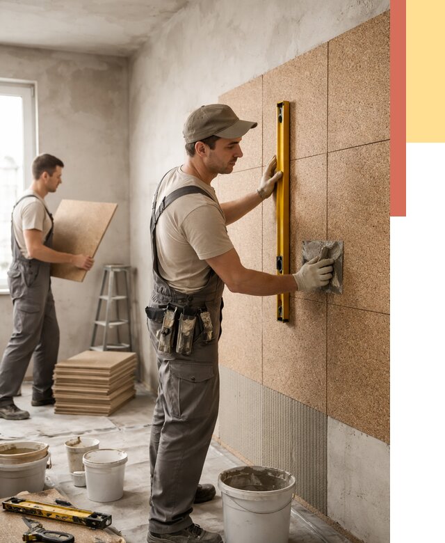 Монтаж пробковых панелей на стены в Киселевске от 3598 руб. — ОТДЕЛОЧНИК-Кис