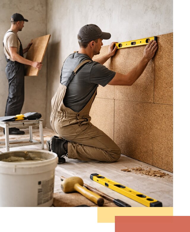 Монтаж пробковых панелей на стены в Киселевске быстро и качественно