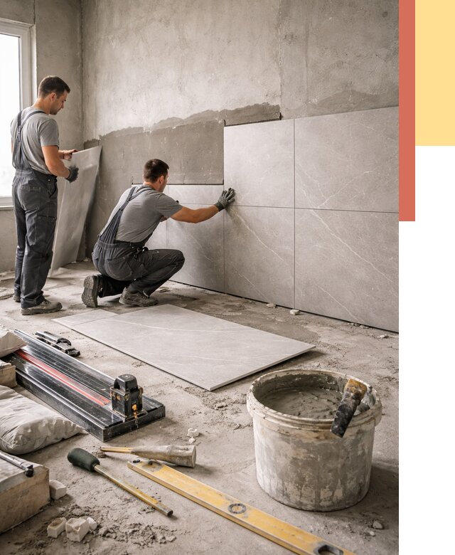 Облицовка стен керамогранитом в Киселевске от 4318 руб./м² — услуги под ключ | ОТДЕЛОЧНИК-Кис