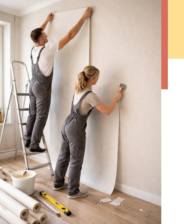 Поклейка флизелиновых обоев в Киселевске от 6169 руб. | Быстро и недорого — ОТДЕЛОЧНИК-Кис