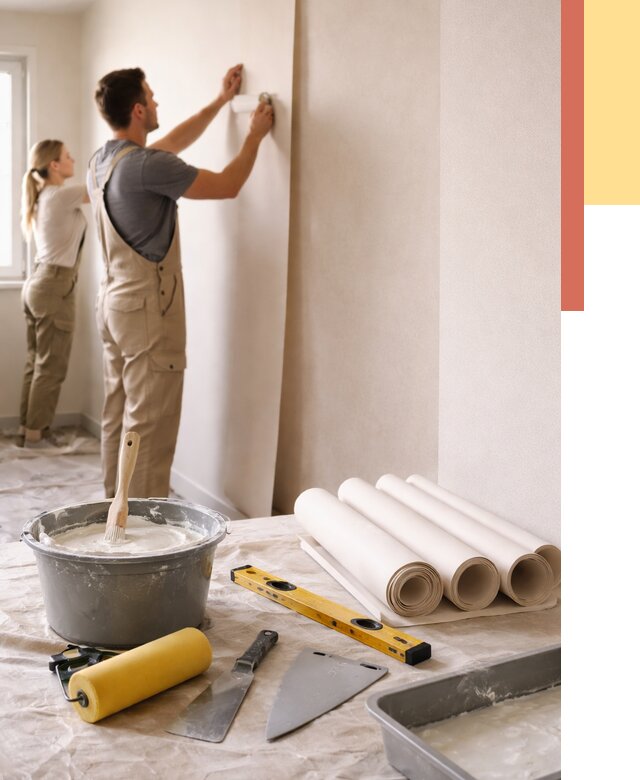 Поклейка бумажных обоев в Киселевске от 5655 руб./м2 — быстро и недорого | ОТДЕЛОЧНИК-Кис