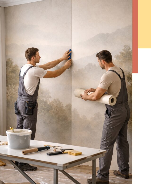 Поклейка фотообоев в Киселевске от 8739 руб/м² — быстро и недорого | ОТДЕЛОЧНИК-Кис