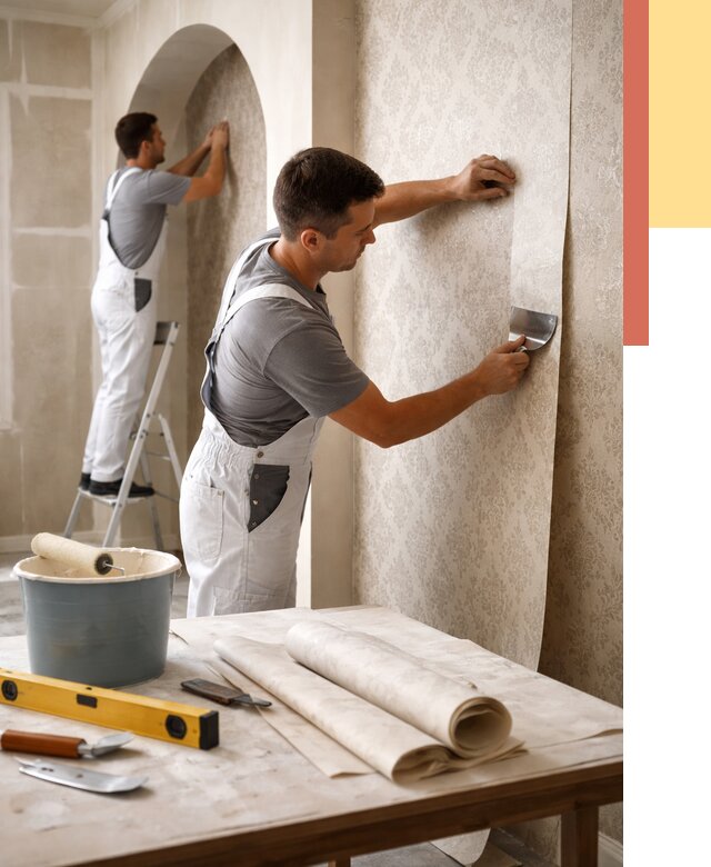 Поклейка обоев на сложные стены в Киселевске от 2879 руб. под ключ | ОТДЕЛОЧНИК-Кис