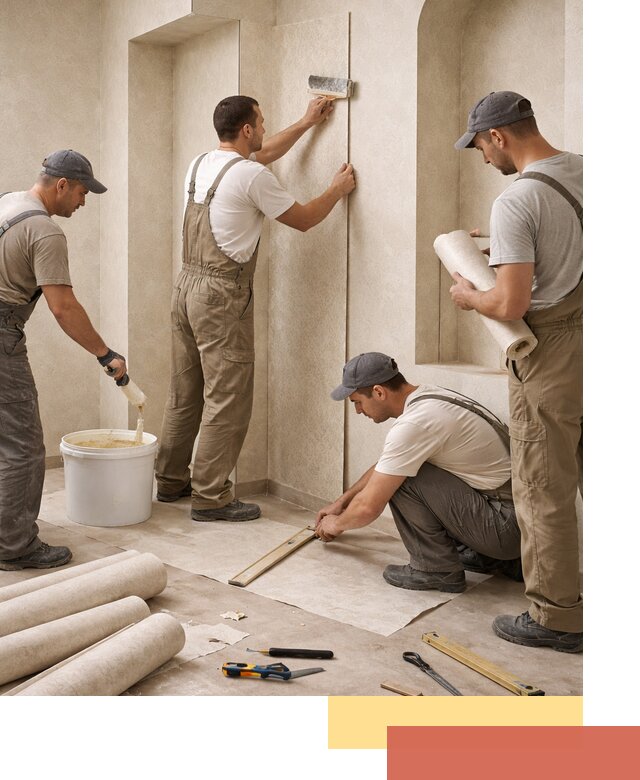 Поклейка обоев на сложные стены и неровные поверхности в Киселевске