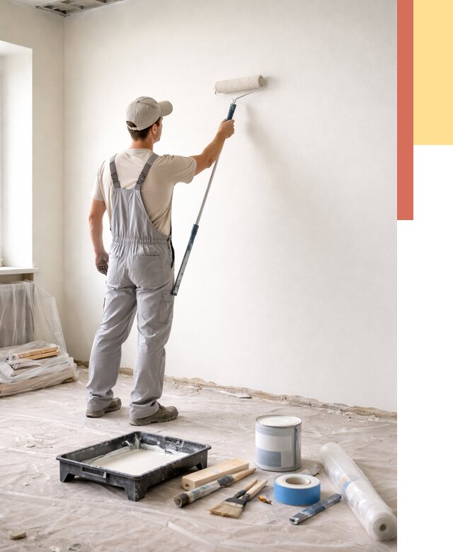 Покраска стен водоэмульсионной краской в Киселевске от 463 руб. за м² | ОТДЕЛОЧНИК-Кис