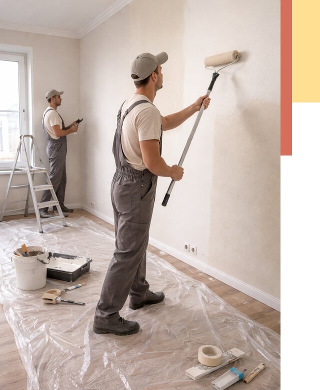 Покраска стен акриловой краской в Киселевске от 3598 руб./м² — быстро и недорого | ОТДЕЛОЧНИК-Кис