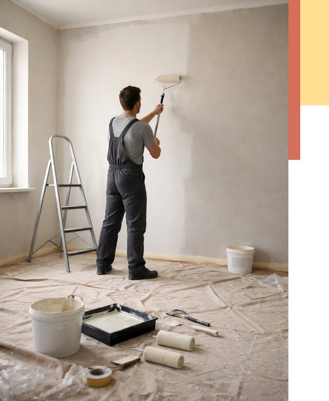 Покраска стен моющейся краской в Киселевске от 360 руб./м² — быстро и недорого | ОТДЕЛОЧНИК-Кис