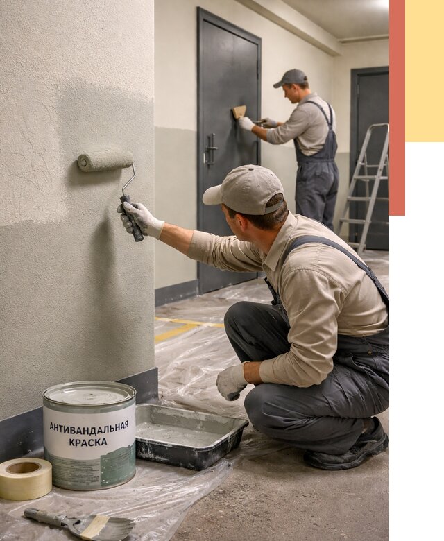 Покраска стен антивандальной краской в Киселевске от 4626 руб./м² под ключ | ОТДЕЛОЧНИК-Кис