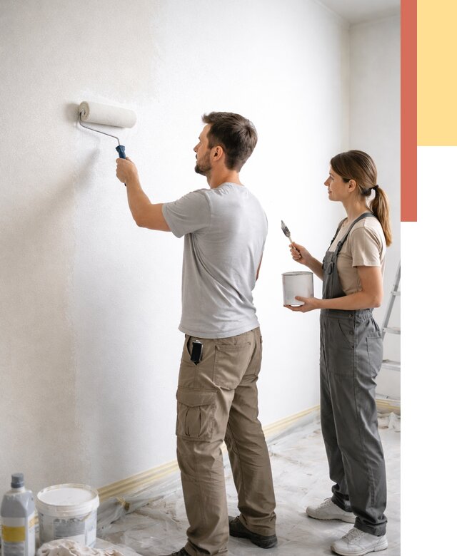 Окраска стен по стеклохолсту в Киселевске от 4626 руб/м² под ключ | ОТДЕЛОЧНИК-Кис