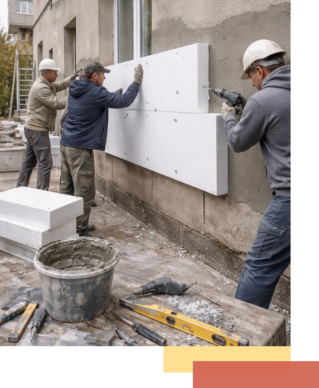 Утепление наружных стен пенопластом в Киселевске