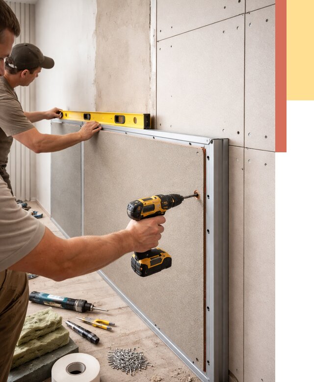 Шумоизоляция стен панелями ЗИПС в Киселевске от 2262 руб./м² под ключ | ОТДЕЛОЧНИК-Кис