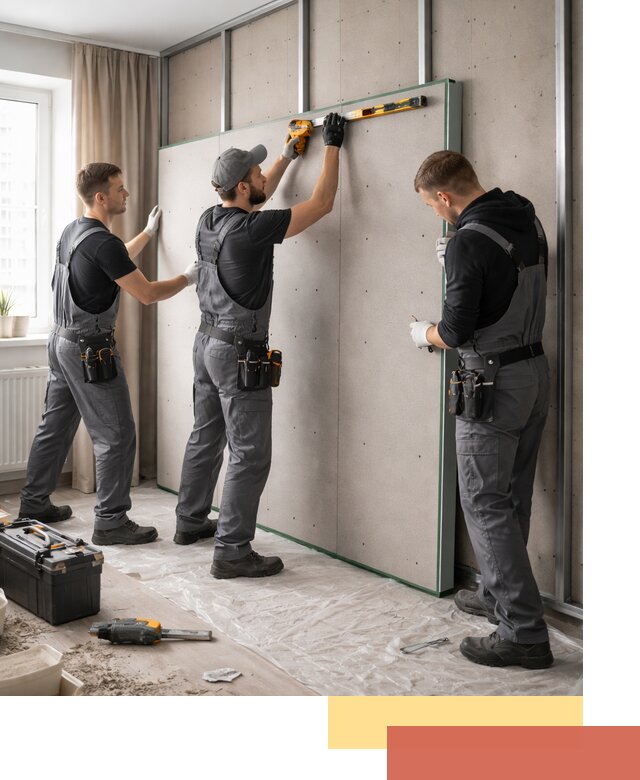 Шумоизоляция стен панелями ЗИПС в Киселевске для жилых и коммерческих помещений