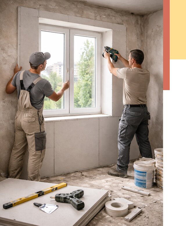 Монтаж откосов из гипсокартона в Киселевске от 4626 руб. под ключ | ОТДЕЛОЧНИК-Кис