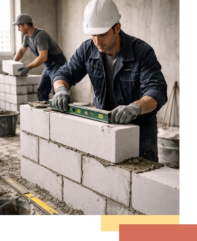 Кладка перегородок из пеноблока под ключ в Киселевске