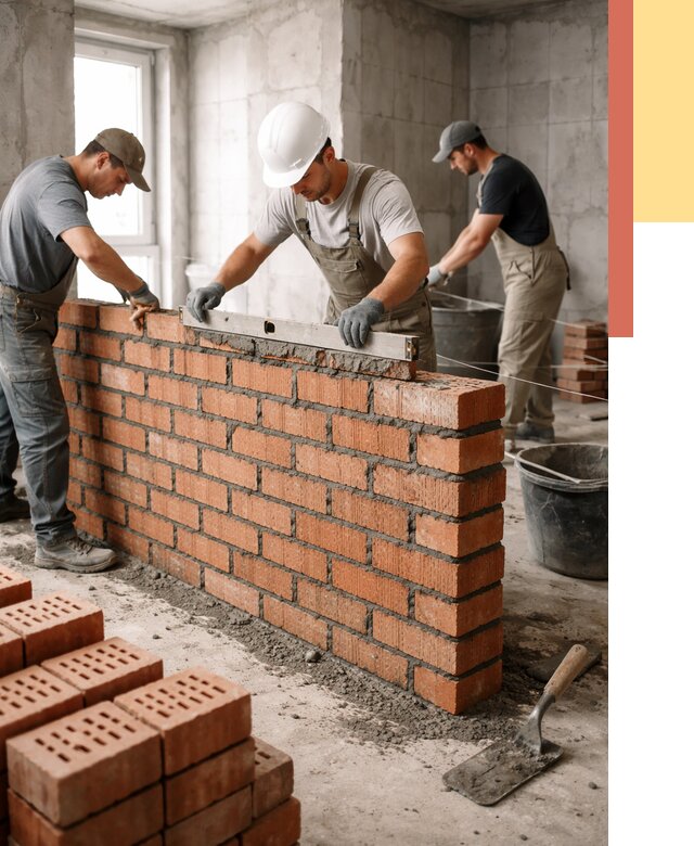 Кладка перегородок из кирпича в Киселевске от 3598 руб. за м² | ОТДЕЛОЧНИК-Кис