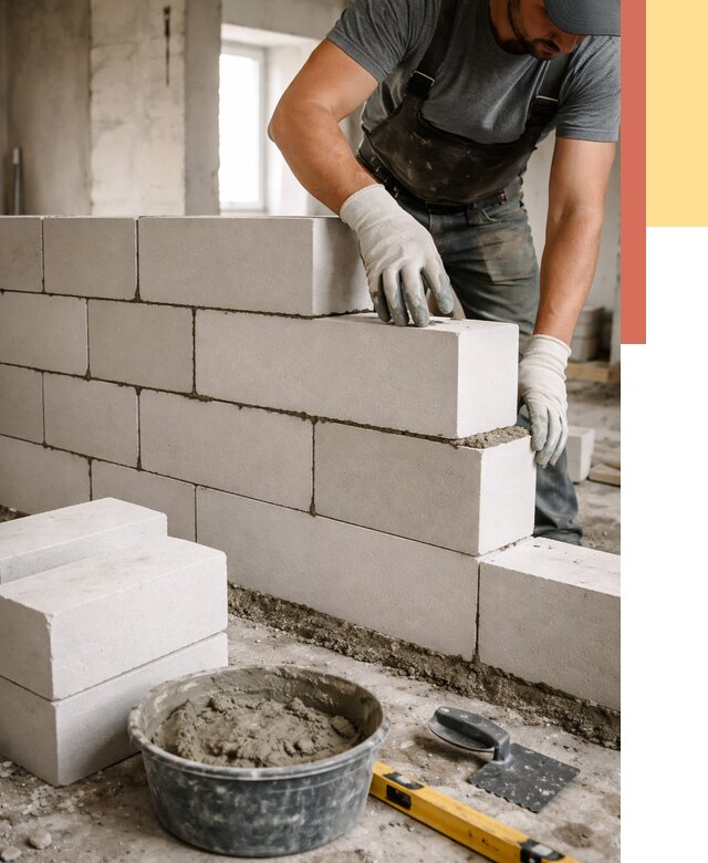 Кладка перегородок из силикатного блока в Киселевске от 4112 руб. под ключ | ОТДЕЛОЧНИК-Кис