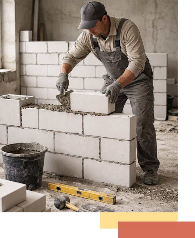 Кладка перегородок из силикатного блока в Киселевске