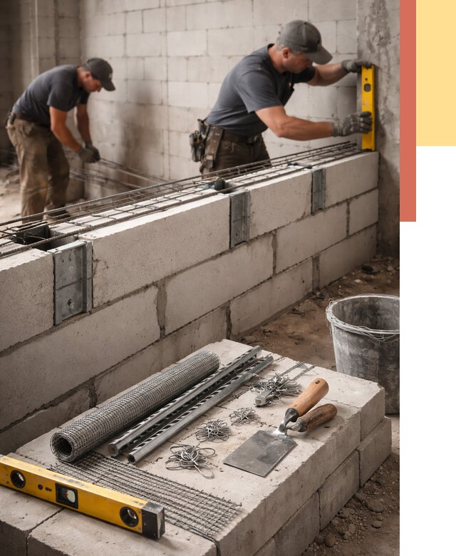 Армирование кладки перегородок в Киселевске от 771 руб. под ключ | ОТДЕЛОЧНИК-Кис