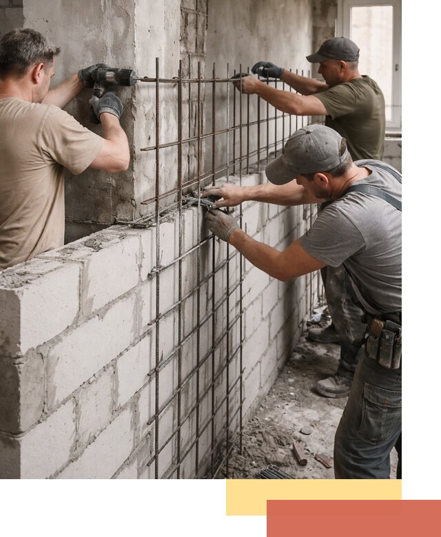 Армирование кладки перегородок в Киселевске профессионально и надёжно