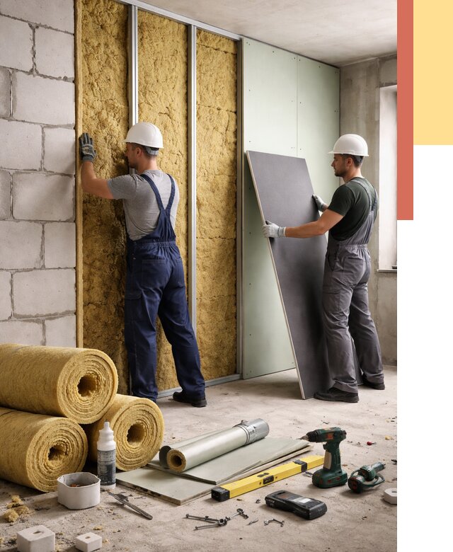 Шумоизоляция перегородок из блоков в Киселевске от 1902 руб./м² — быстро и недорого | ОТДЕЛОЧНИК-Кис