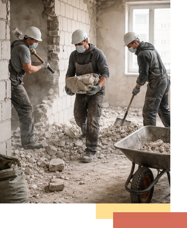 Демонтаж блочных перегородок в Киселевске быстро и аккуратно