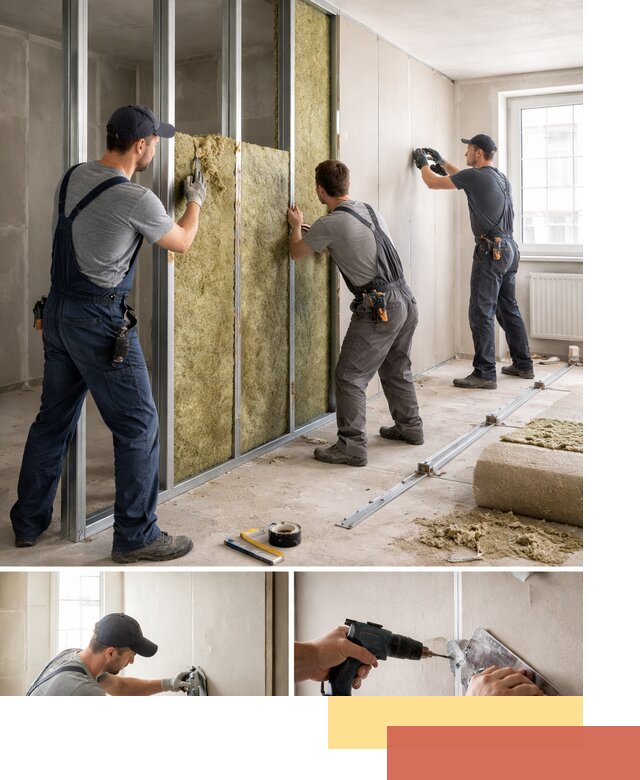 Перегородка из гипсокартона с шумоизоляцией в Киселевске — монтаж под ключ