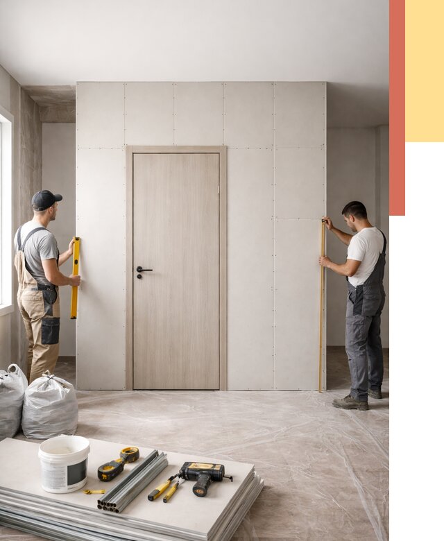 Перегородка из гипсокартона с дверью в Киселевске от 4626 руб. под ключ | ОТДЕЛОЧНИК-Кис