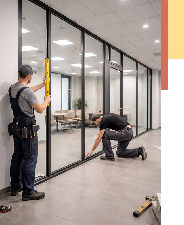 Каркасные стеклянные перегородки в Киселевске под ключ от 9459 руб. | ОТДЕЛОЧНИК-Кис