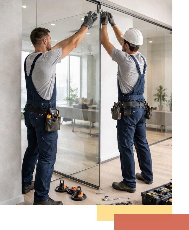 Безрамные стеклянные перегородки под ключ в Киселевске