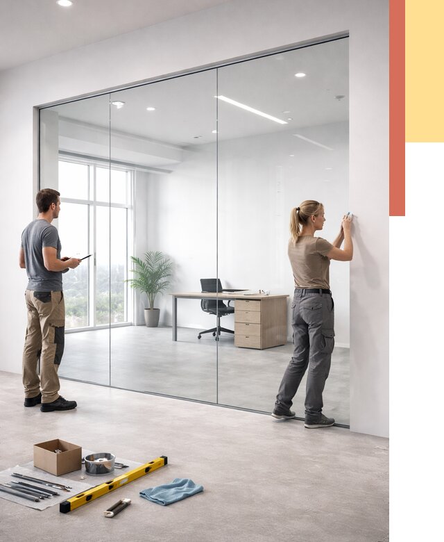 Перегородки из закаленного стекла в Киселевске от 9767 руб. под ключ | ОТДЕЛОЧНИК-Кис