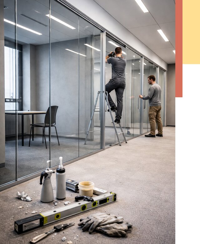 Стеклянные офисные перегородки в Киселевске от 8739 руб. — монтаж и установка | ОТДЕЛОЧНИК-Кис