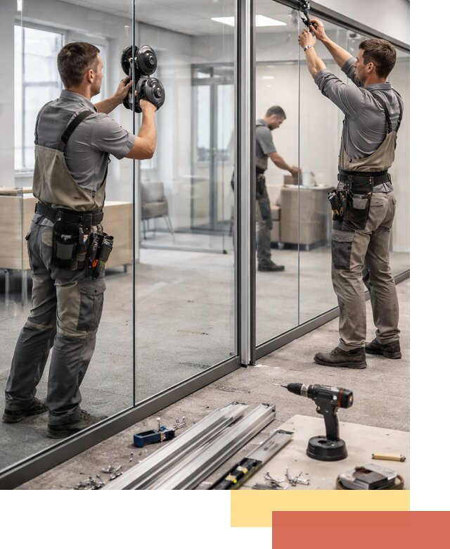 Стеклянные офисные перегородки под ключ в Киселевске