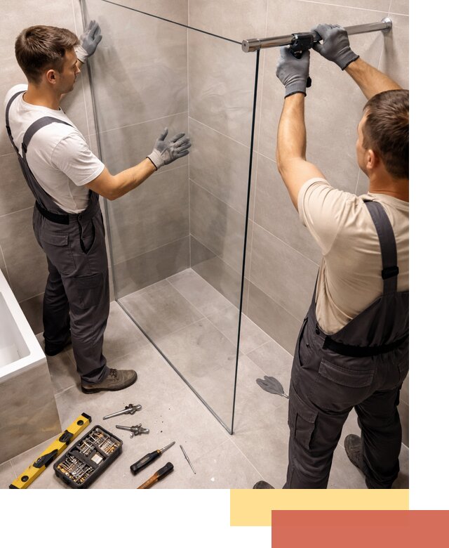 Стеклянные перегородки для душа в Киселевске — изготовление и монтаж